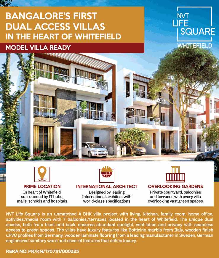 Model villa ready at NVT Life Square in Bangalore